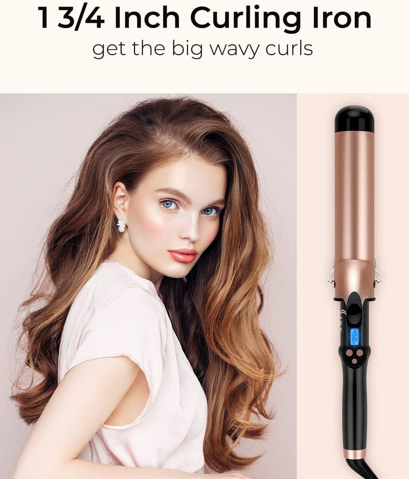 IKV 1 3/4 Inch Extra Long Barrel Curling Iron, 1.75 Large Barrel for Long Hair Ceramic Tourmaline - Image 2